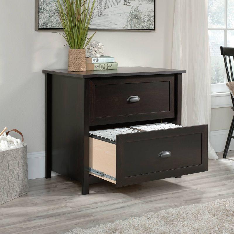 2 Drawer County Line Lateral File Cabinet Estate Black - Sauder: Modern Style, MDF, Paper Laminate Surface