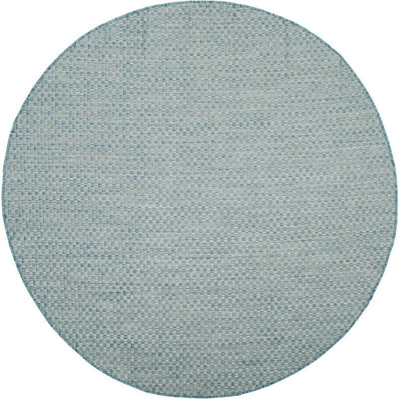Courtyard CY8653 Power Loomed Indoor and Outdoor Area Rug - Light Blue/Light Grey - 5'3" Round - Safavieh