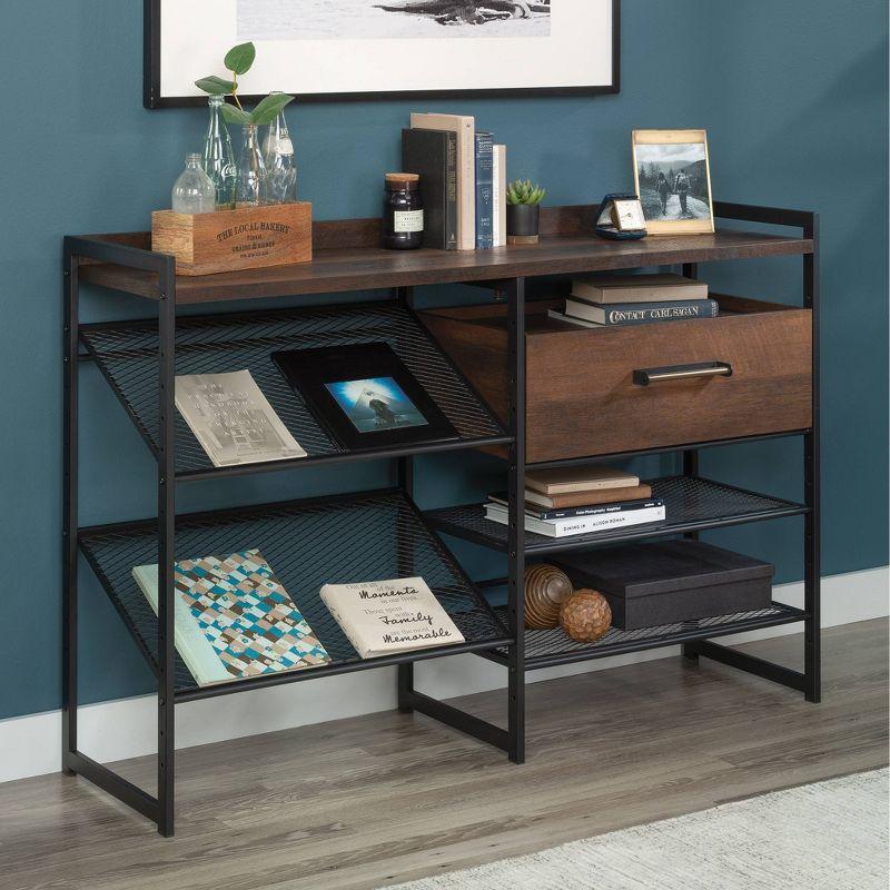 36.25" Barrel Oak Adjustable Bookcase with Metal Frame