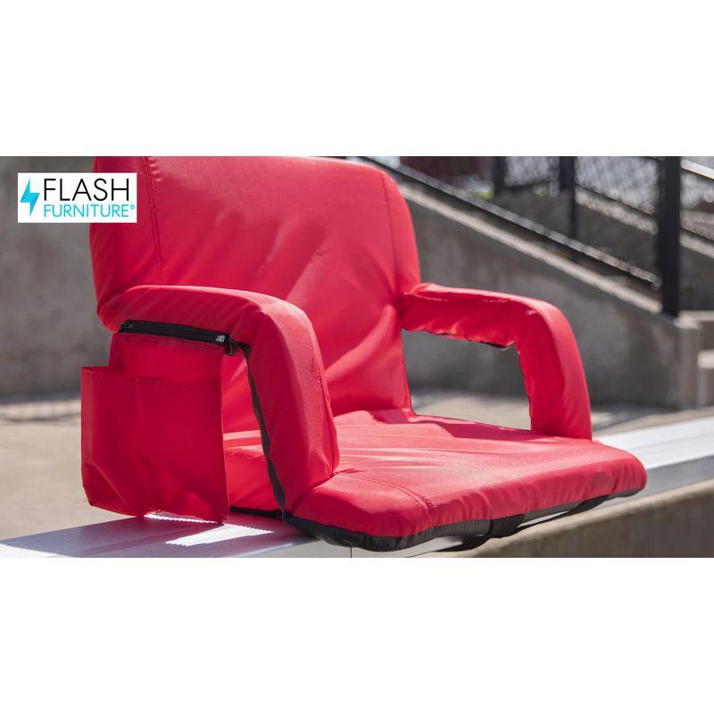 Flash Furniture Extra Wide Red Reclining Backpack Stadium Chair with Armrests & Storge Pockets