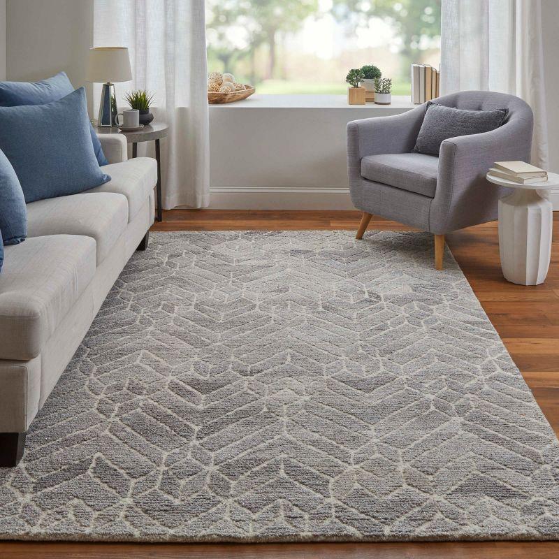 Asher Transitional Handmade Geometric Gray Wool Area Rug 3'6" x 5'6"