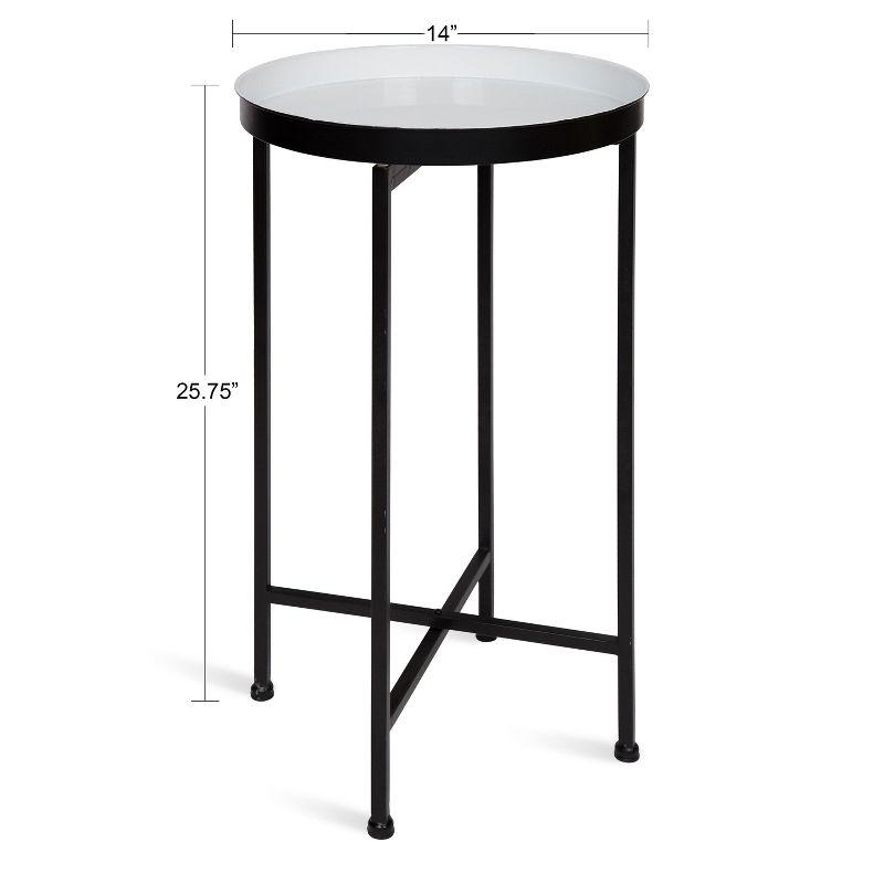 Kate and Laurel Celia Round Metal Tea Table, 14x14x25.75, Black and White