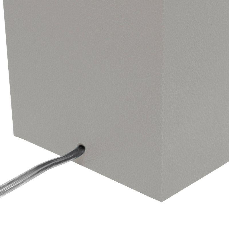 Modern Leather Table Lamp with USB and Fabric Shade Gray/White - Elegant Designs: Chic USB Charging Port, Linen Shade, No Assembly Required