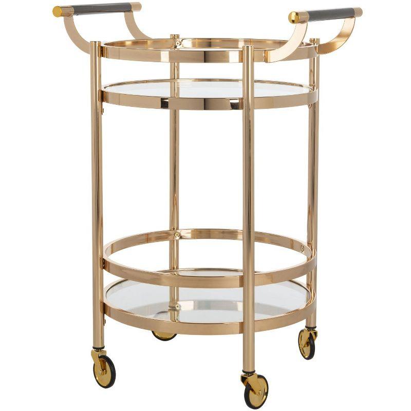 Sienna 2 Tier Round Bar Cart - BCT8001B - Gold/Glass - Safavieh