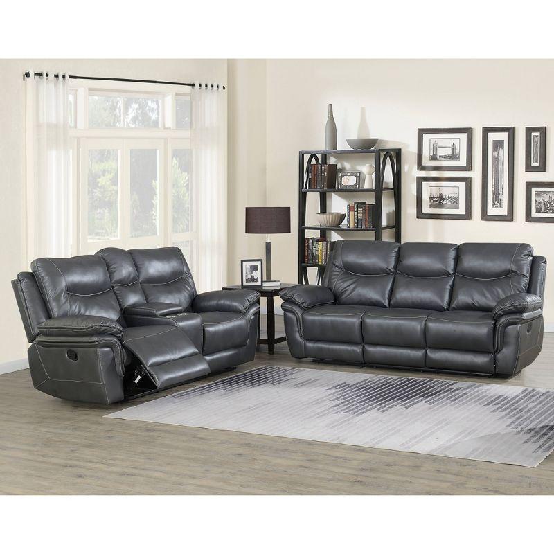 Isabella Upholstered Sofa and Loveseat Set Gray - Steve Silver Co.: Recliner Furniture for Living Room, Faux Leather