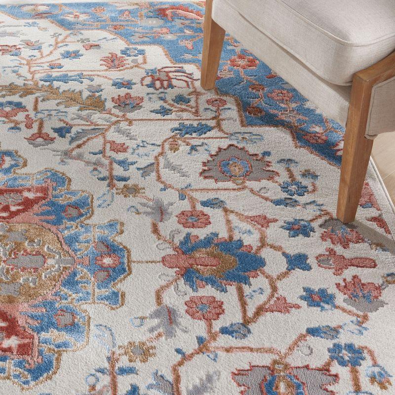Nourison Elation Floral Medallion Indoor Rug Ivory Blue 7'10" x 9'10"