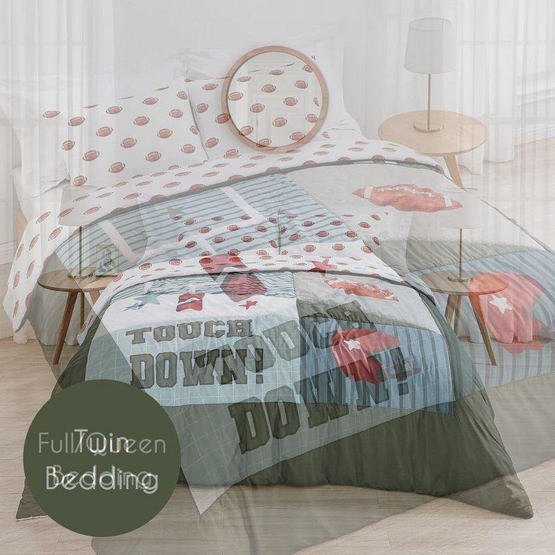 Sweet Jojo Designs + BreathableBaby Boy Breathable Mesh Crib Liner Pad Football Brown and White