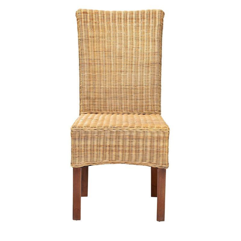 Shamara Natural Rattan and Mahogany Wood Dining Chair Walnut Brown - bali & pari