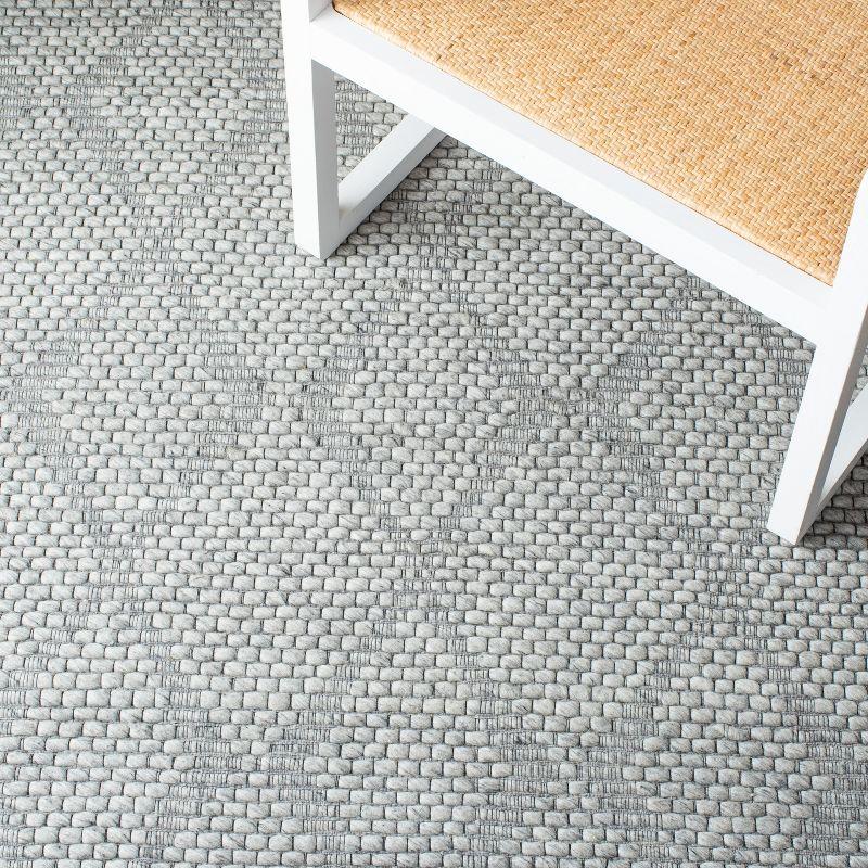 Gray Geometric Flat Woven Wool and Synthetic Square Rug