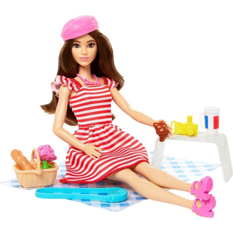 Barbie Pink Passport Paris Doll Set with Picnic Accessories