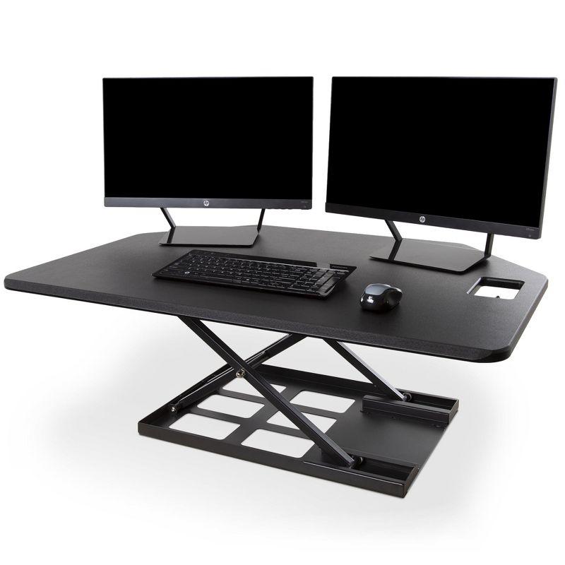 X-Elite Premier Corner Standing Desk Converter with Pneumatic Height Adjustment - Black – Stand Steady