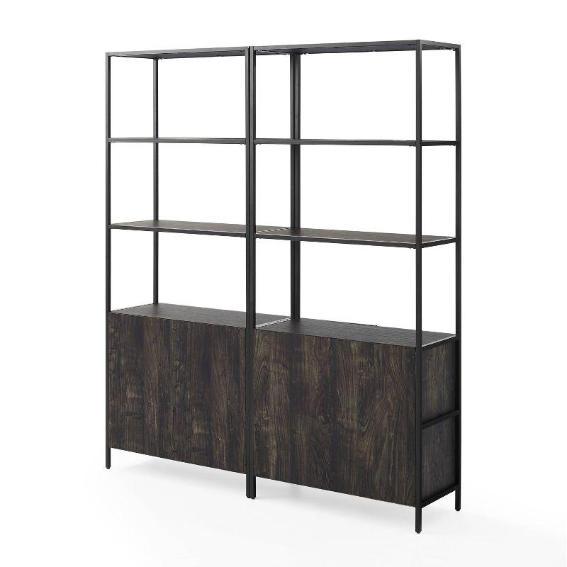 2pc 80.5" Jacobsen Etagere Set Brown Ash - Crosley: Industrial Storage, Steel Frame, Wood Veneer