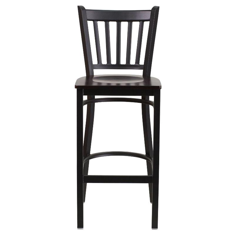Flash Furniture HERCULES Series Black Vertical Back Metal Restaurant Barstool - Walnut Wood Seat