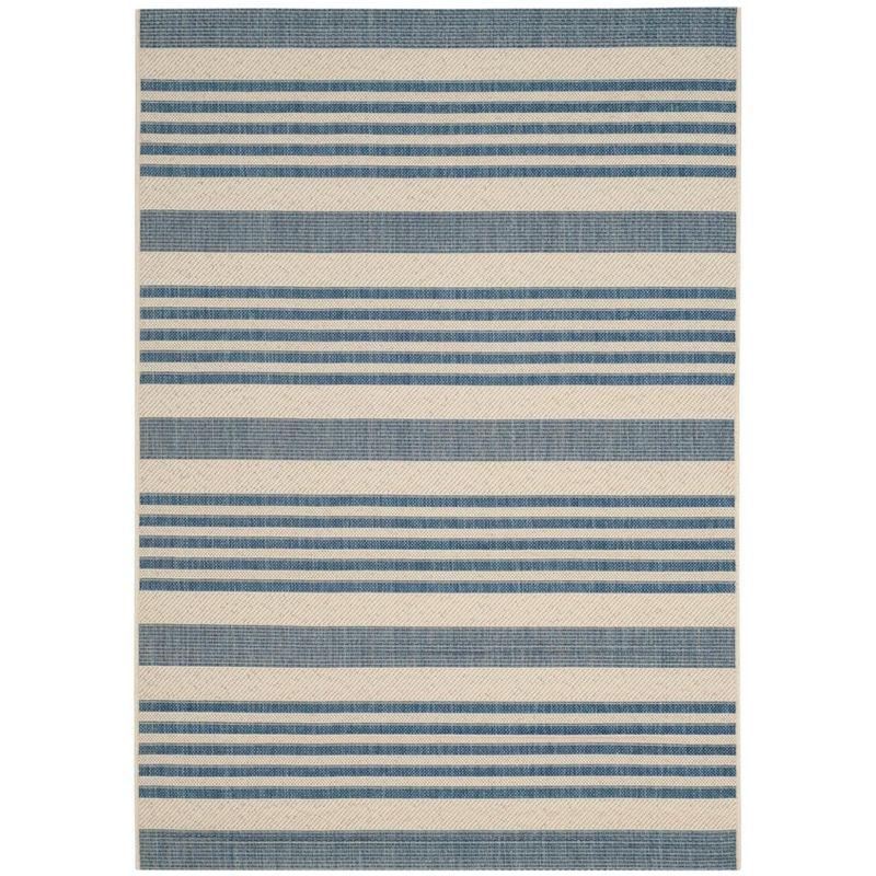 Nautical Navy Stripe 4' x 5'7" Synthetic Easy-Care Indoor/Outdoor Rug