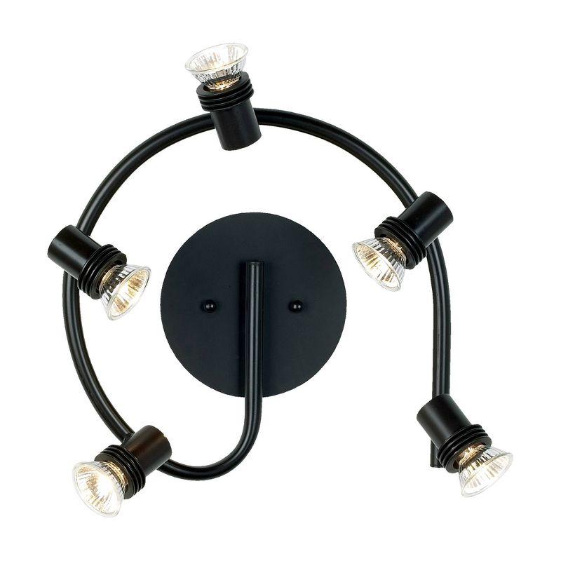 Pro Track Spiral 5-Head LED Ceiling Track Light Fixture Kit Spot Light GU10 Directional Adjustable Black Modern Kitchen Bathroom Dining 15 3/4" Wide