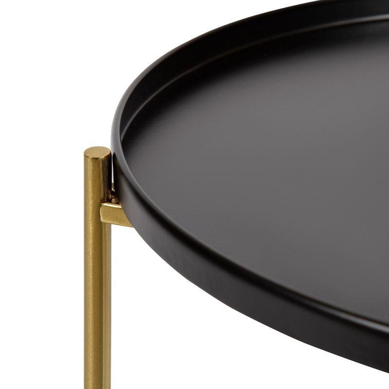 Kate and Laurel Ulani Round Metal Nesting Table, 2 Piece, Black and Gold