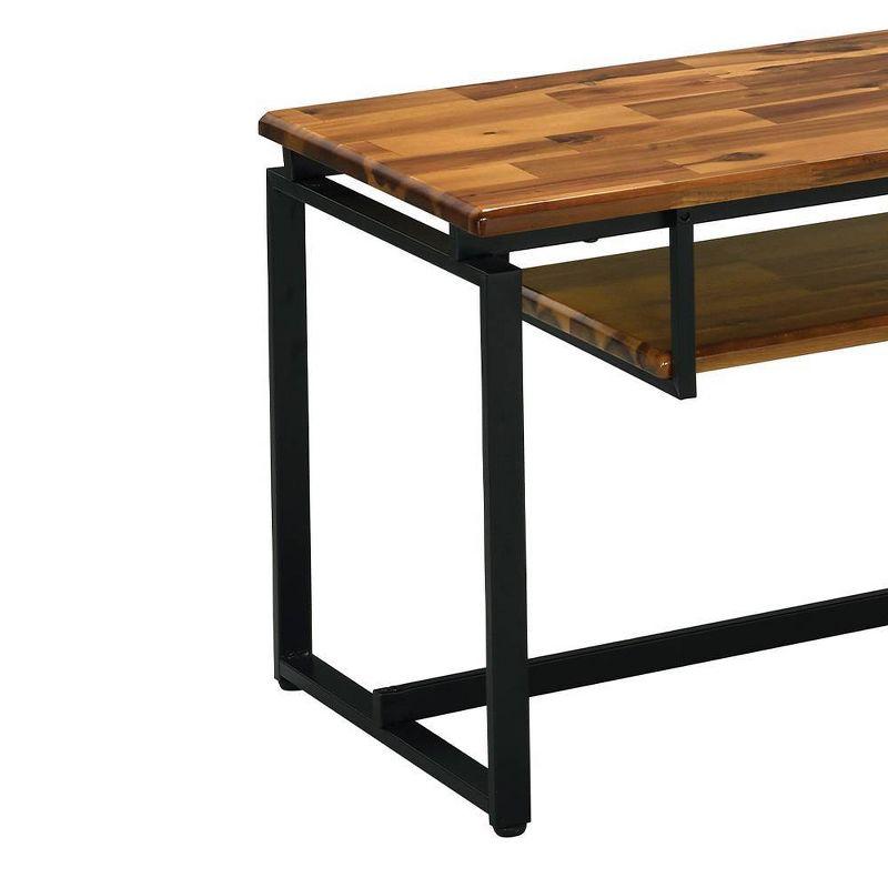 67" Jurgen TV Stand for TVs up to 65" Oak/Black Metal - Acme Furniture: Industrial Style, Open Shelf