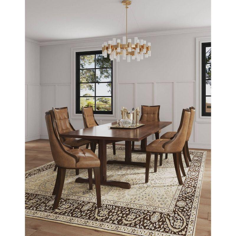 Fifth Avenue Saddle Faux Leather and Walnut Wood Side Chair Set