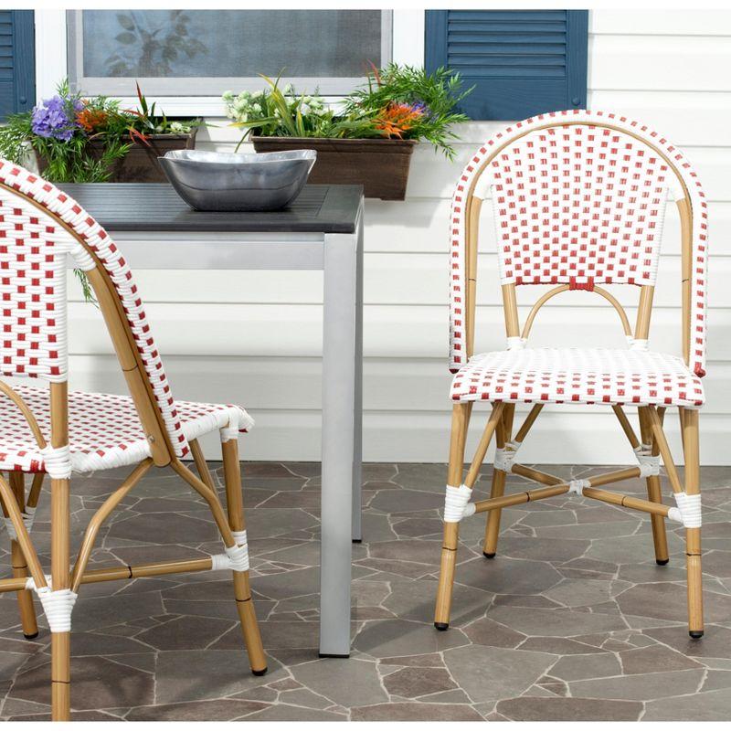 Transitional Salcha 18" Brown, Red & White PE Wicker Side Chair - Set of 2