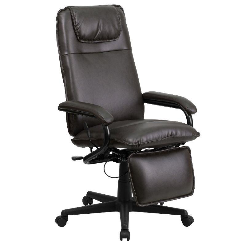 Flash Furniture High Back Brown LeatherSoft Executive Reclining Ergonomic Swivel Office Chair with Arms