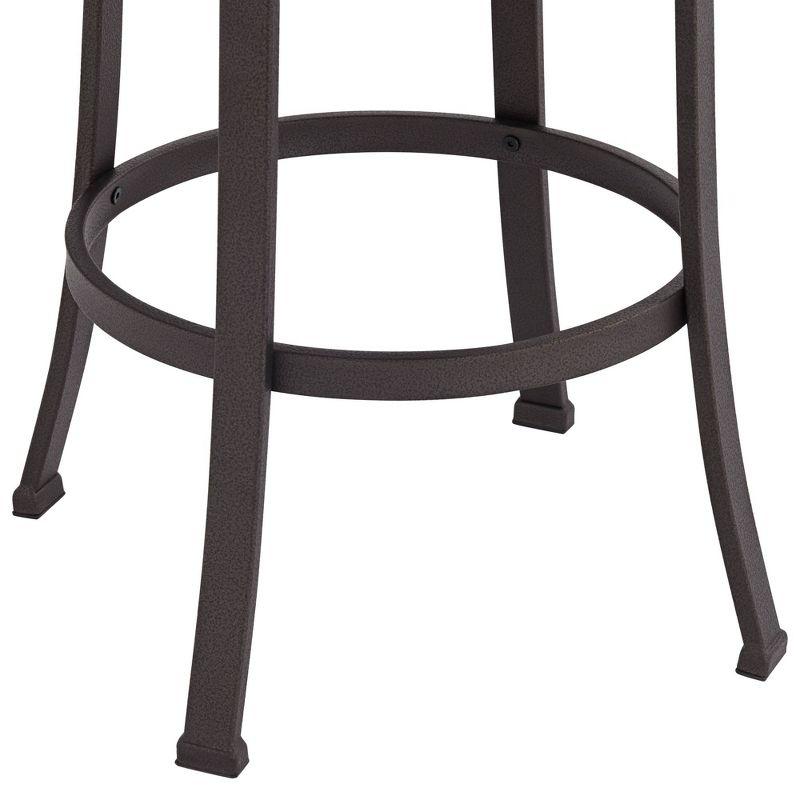 Kensington Hill Rookery Hammered Bronze and Wood Adjustable Swivel Bar Stool