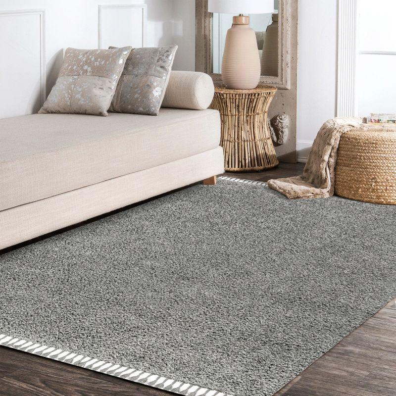 3'x5' Mercer Shag Plush Tassel Area Rug, Charcoal - JONATHAN Y