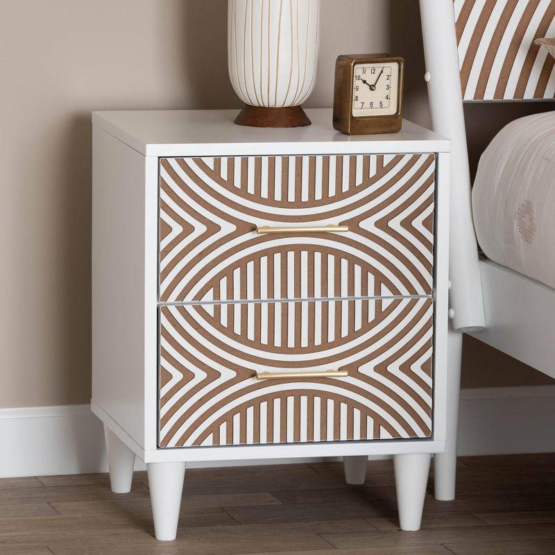 Louetta White and Natural Brown 2-Drawer Carved Nightstand