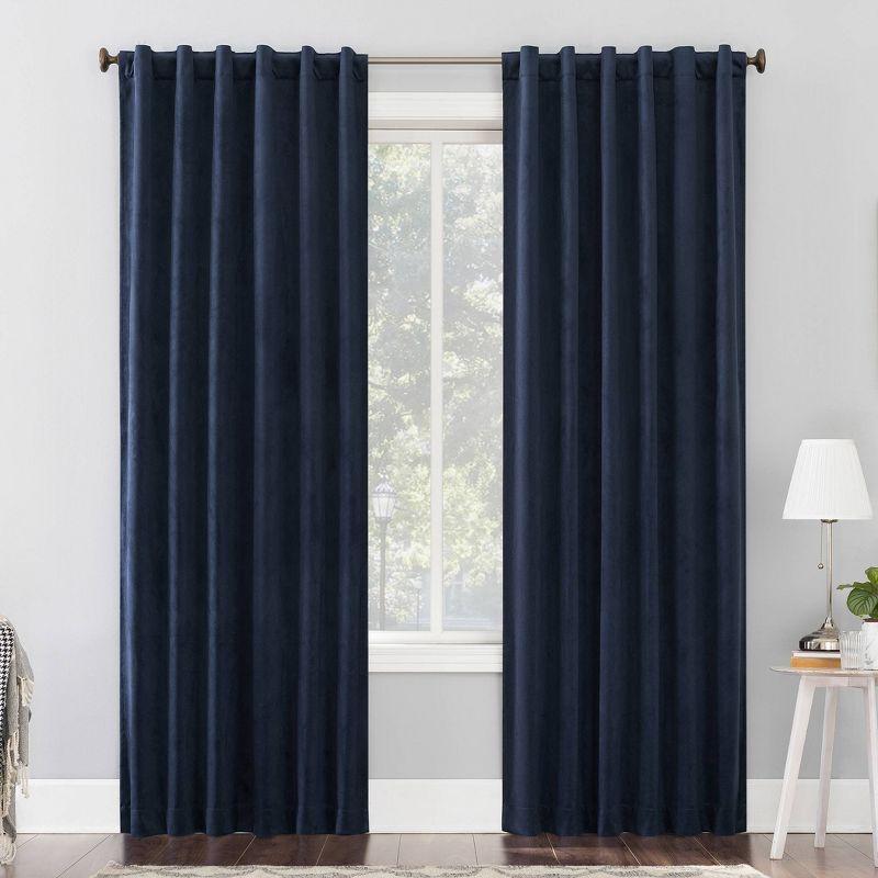 Sun Zero Velvet Noise Reducing Thermal Extreme 100% Blackout Back Tab Curtain Panel