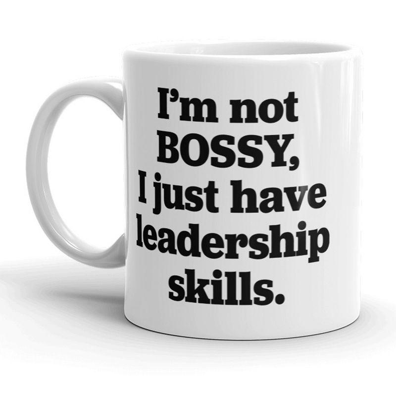 White Ceramic Leadership Skills Quote Mug - Standard Size