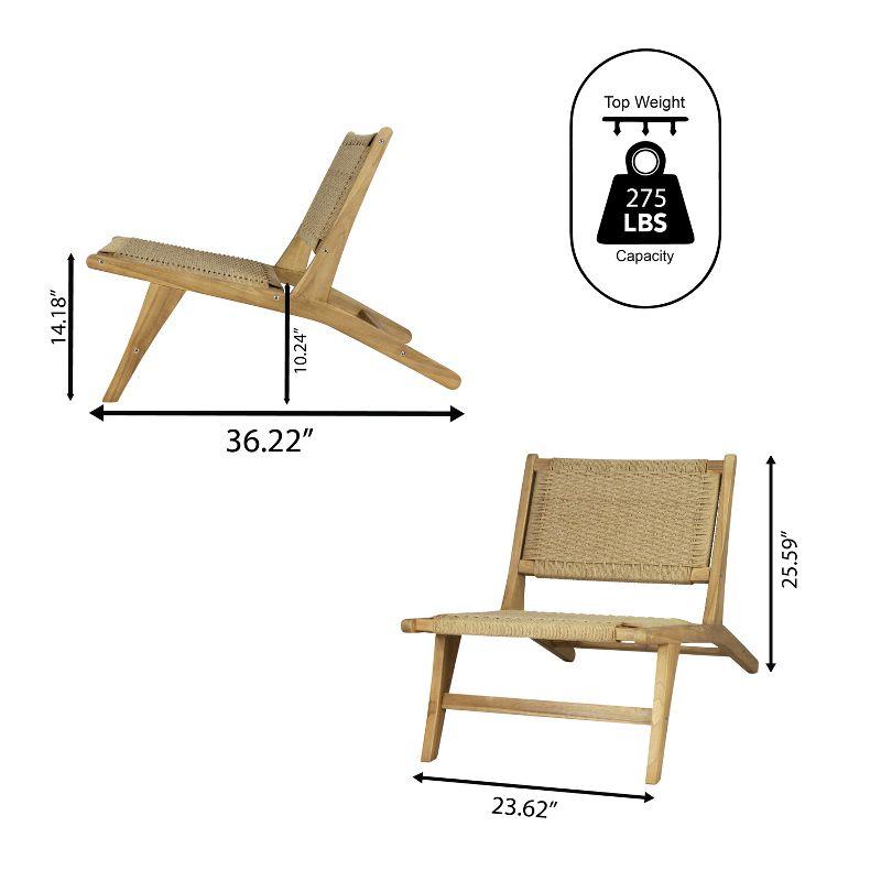 Parker Mid-Century Modern Woven Seagrass Wood Armless Lounge Chair - JONATHAN Y