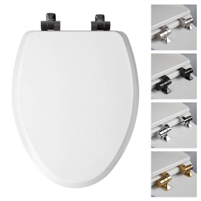 Mayfair by Bemis 7M1826MBSL 000 Bennett Toilet Seat with Metal Hinges, Slow Close Wood Seat, Easy Install, Elongated, White
