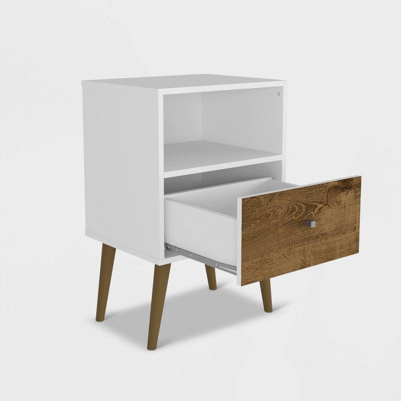 Liberty 17'' White and Wood Mid-Century Modern Nightstand with Drawer