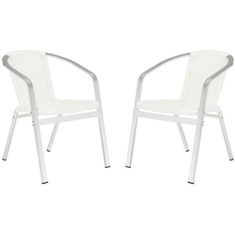 Chic White Transitional Wicker and Aluminum Arm Chair (Set of 2)