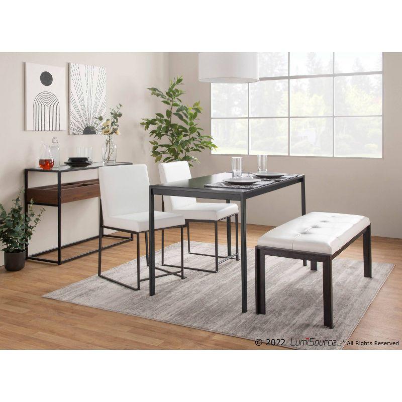 46" Fuji PU Leather/Metal Bench Black/White - LumiSource: Padded, Entryway, End of Bed