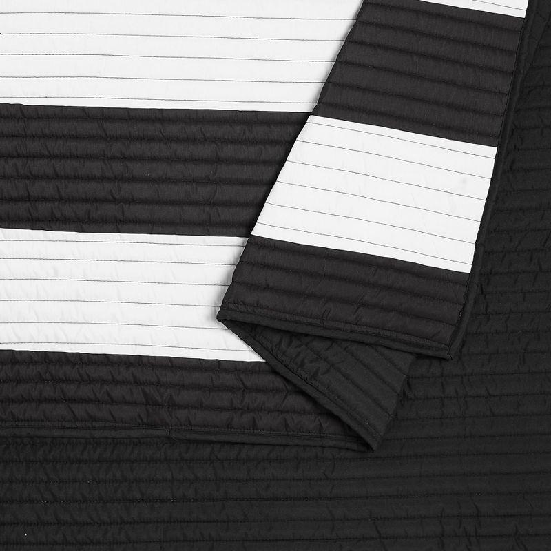 Lavelle Black/White Stripe Reversible Quilt Set