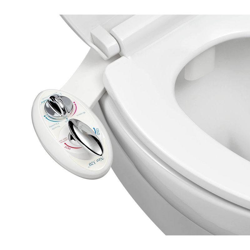 Hot And Cold Water, Self-Cleaning, Dual Nozzle, Non-Electric Bidet Attachment For Toilet Seat, Adjustable Water Pressure, Rear And Feminine Wash, Lever Control
