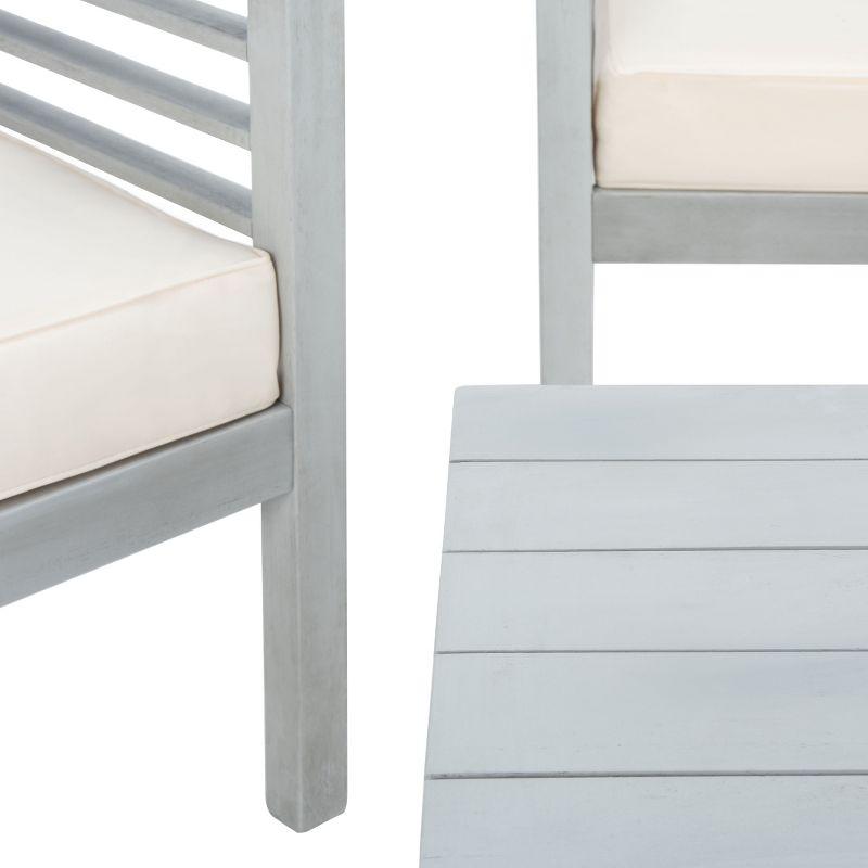Alda 4 Piece Set - Indoor/Outdoor - PAT7033 - Grey/Beige + Thin Stripe Pillow - Safavieh