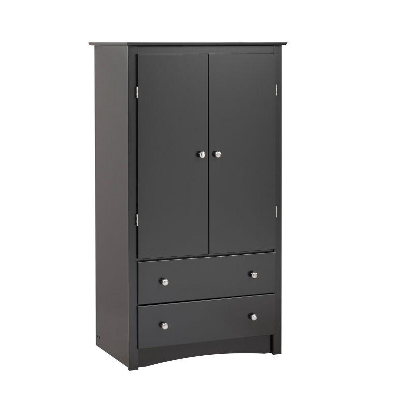 Clothing Armoire Black - Prepac: Transitional Style, 2-Door Wardrobe with Drawers & Shelves