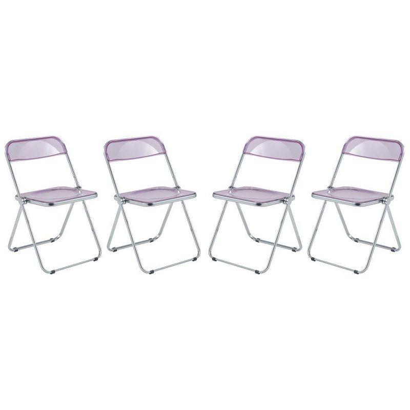LeisureMod Lawrence Folding Chair Stackable Dining Accent Chair with Frame Kitchen Chair (Set of 4)