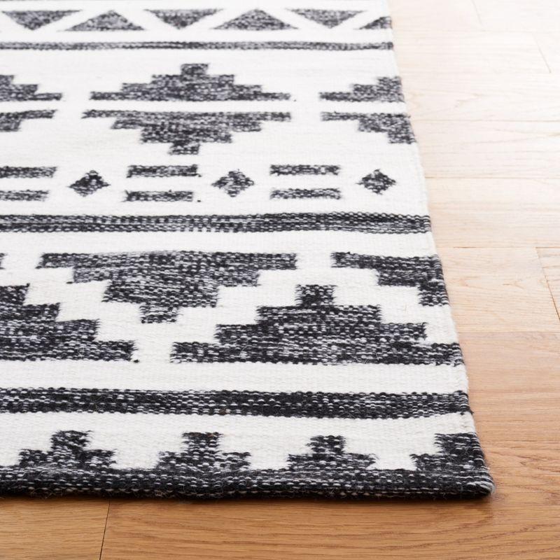 Black and Ivory Handmade Wool Square Area Rug