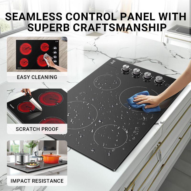 30 Inch Max. 7000W Cooktop with 4 Burners, 9 Heating Level Burner, Hot Surface Indicator, Knob Control, Ceramic Cook Stove with ETL Safety Certified