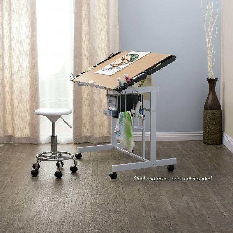 Deluxe White Maple 40'' Craft Station with Adjustable Top & Storage