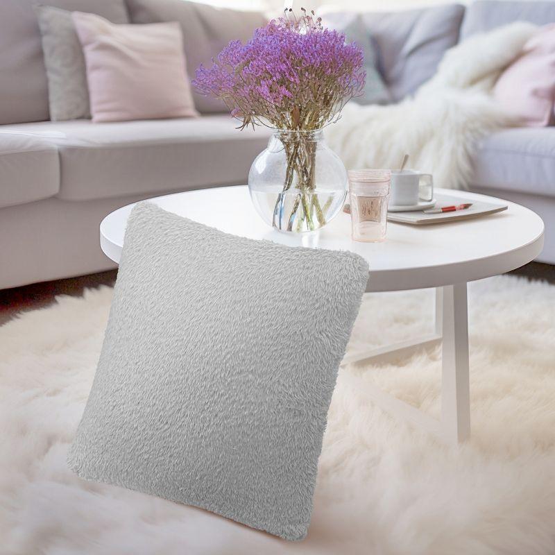 PAVILIA Set of 2 Fluffy Throw Pillow Covers, Decorative Faux Shearling Fur Square Cushion Accent for Bed Sofa Couch