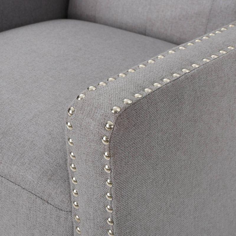 Handcrafted Gray Fabric Recliner with Tufted Back