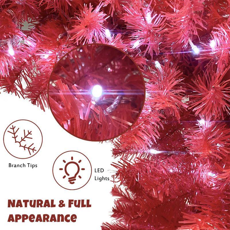 72in Red+White Artificial Fir Bent Top Christmas Tree, Xmas Tree Bendable Grinch Style X-mas Tree, Holiday Decoration 6FT - The Pop Home