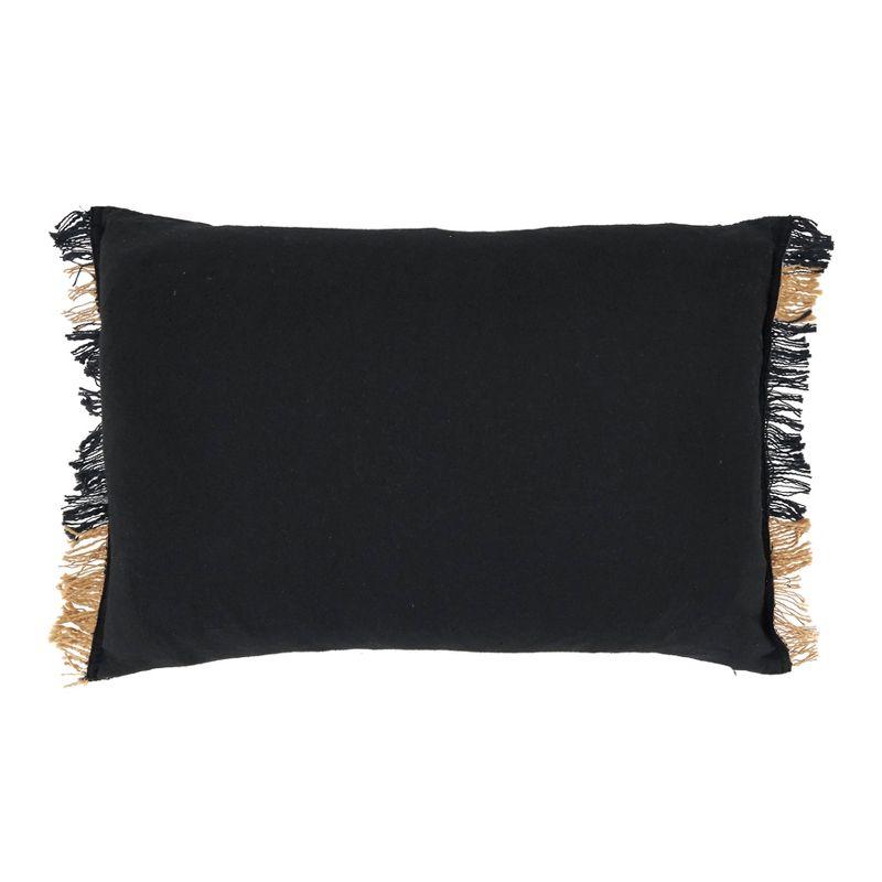 Oversized Black and Beige Plaid Cotton Throw Pillow