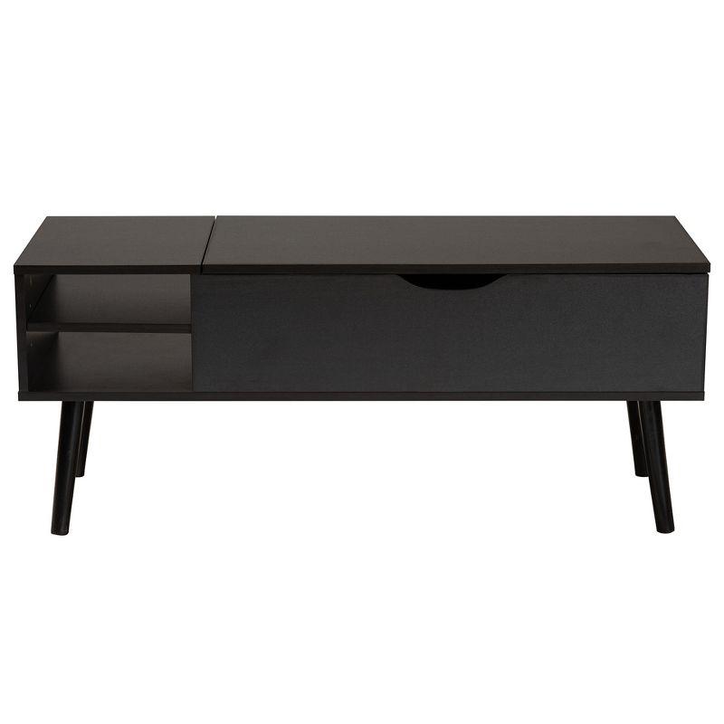 Baxton Studio Roden Modern Two-Tone Black and Espresso Brown Finished Wood Coffee Table with Lift-Top Storage Compartment