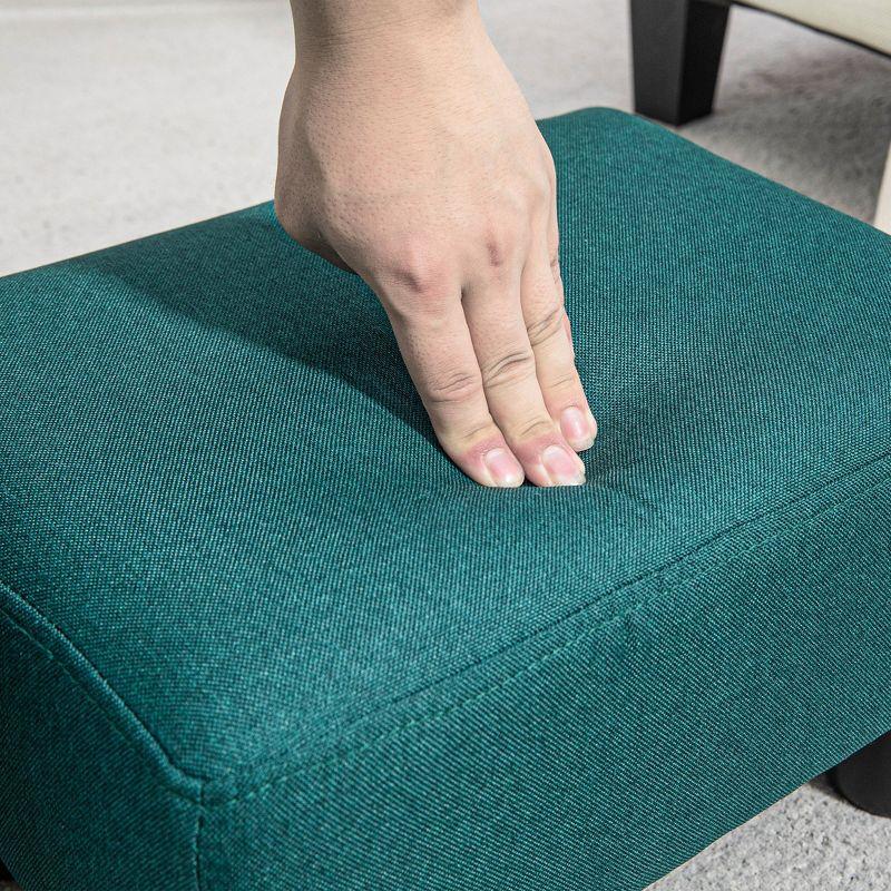 HOMCOM 16" Cube Modern Linen Fabric Pouf Footrest Ottoman - Green