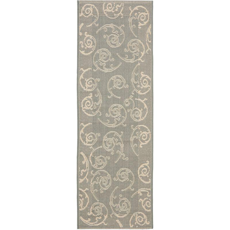 Courtyard CY2665 Power Loomed Indoor and Outdoor Runner Rug - Grey/Natural - 2'3"x12' - Safavieh