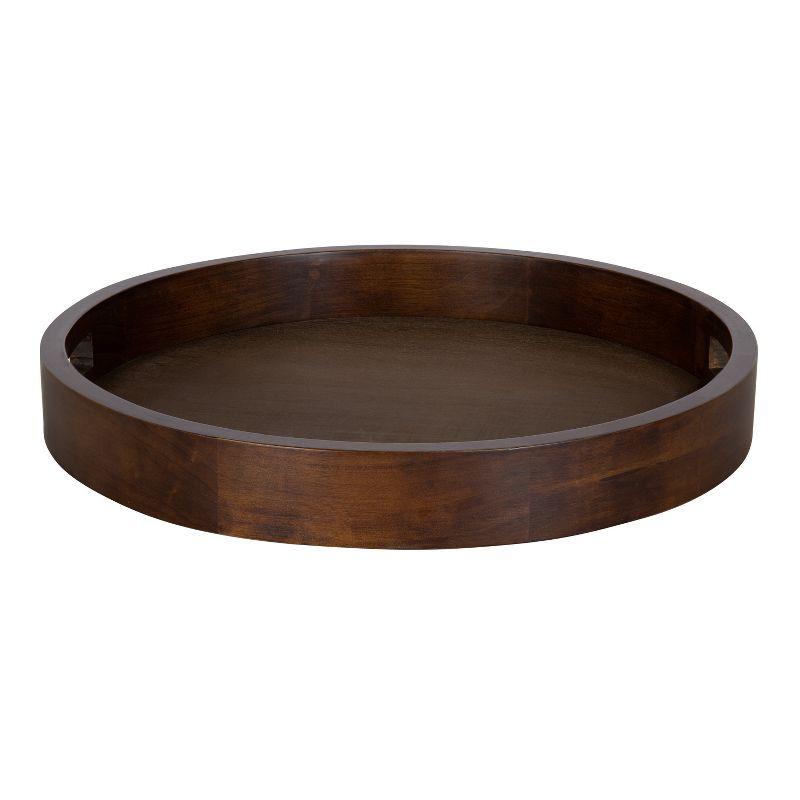 Hutton Round Walnut Brown Wood Serving Tray, 18"